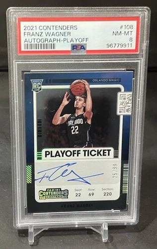 2021 Contenders Franz Wagner RC #108 Autograph Playoff Ticket 25/99 PSA 8 Magic