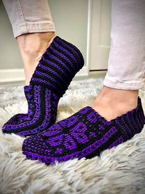 Women Men US ethnic Turkmen hand-knit slipper sock, great for  travel
