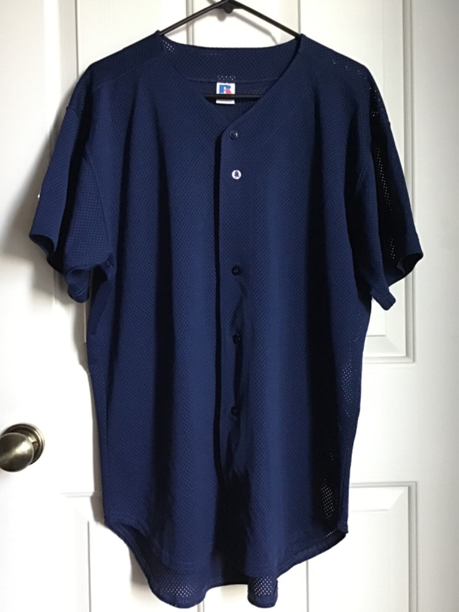 Vintage Russell Athletic Baseball Button Up Mesh Blank Men's