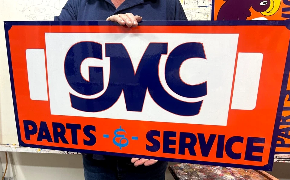 Letrero de taller de camión pintado a mano 18x36" Chevy Chevrolet GMC GM motor gasóleo Foto 4 de 4