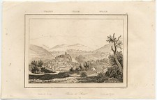 Sora Frosinone Lazio Panorama Incisione originale in rame Artaud 1835 L845