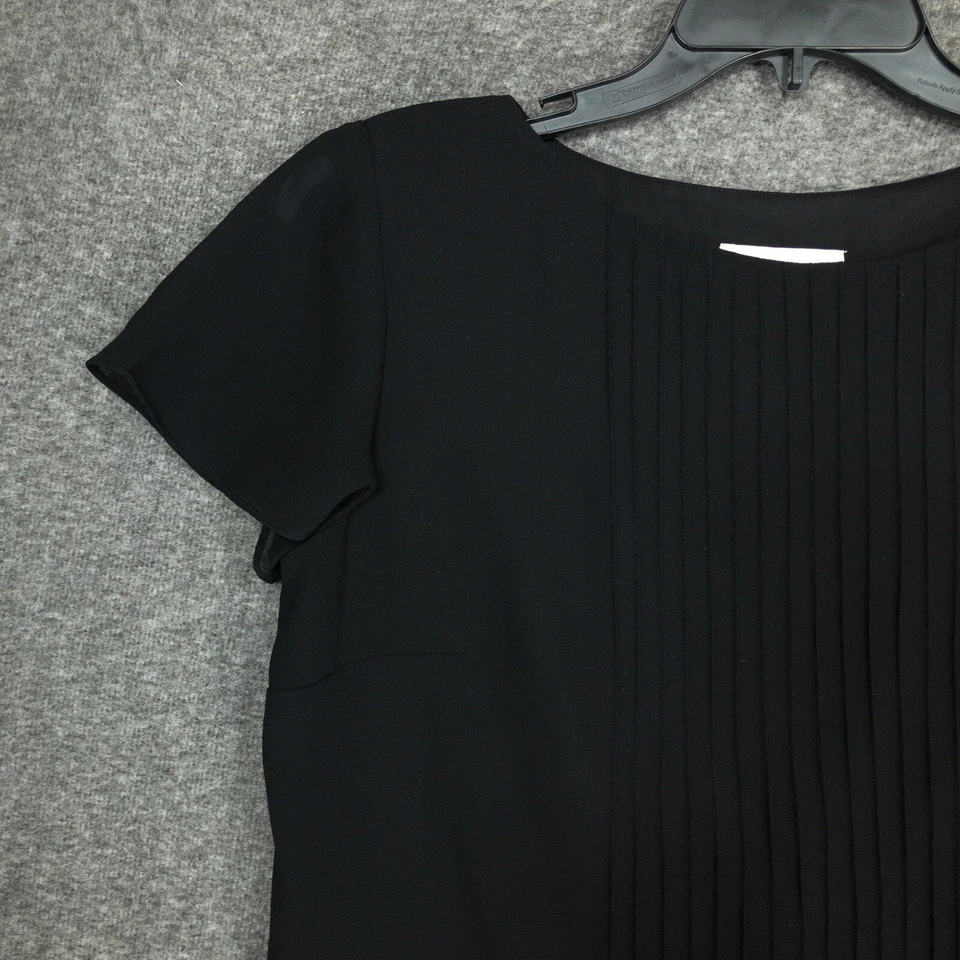 Y2K Studio 1 Blouse Women's Size 10 Polyester Lined Short Sleeve Black w/ Floral Foto 3 de 4