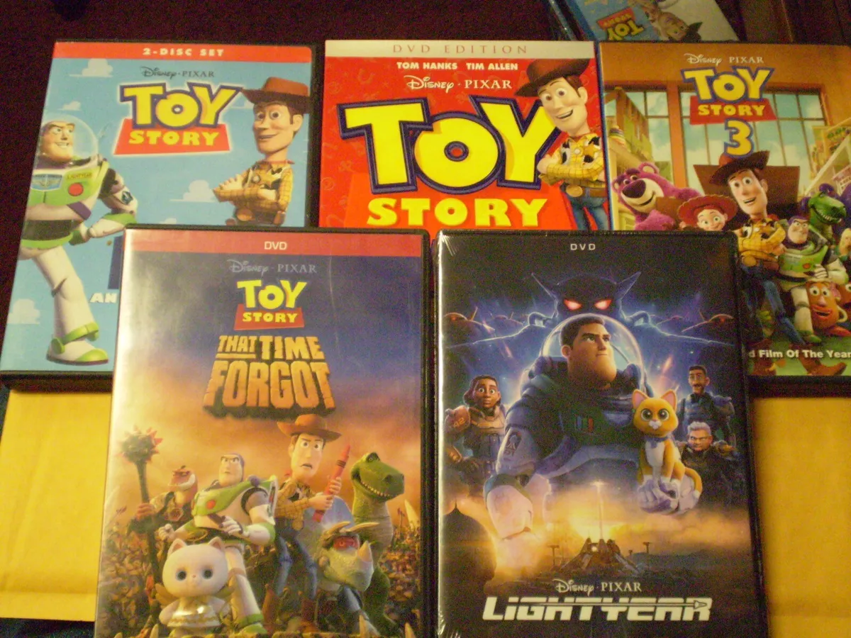 5) Disney Pixar Toy Story Children's DVD Lot: Toy Story 1-3 + Lightyear  (NEW)