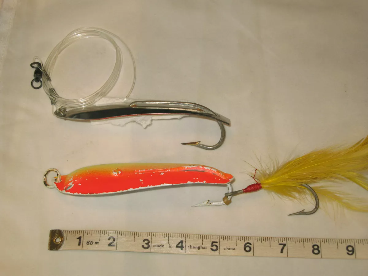 2 Large Ocean Fishing Lures Spoons Tuna - LB Huntington DRONE Chrome 3.5