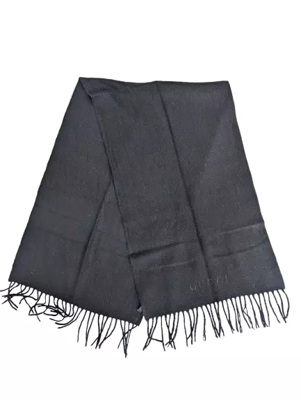 Gucci Authentique Foulard Noir 100% Cachemire Unisexe Écharpe Made in Italy.