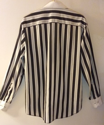 CAMISA DE VESTIR BUGATCHI PARA HOMBRE A RAYAS CUELLO 16" BLANCO Y NEGRO - Imagen 12 de 14
