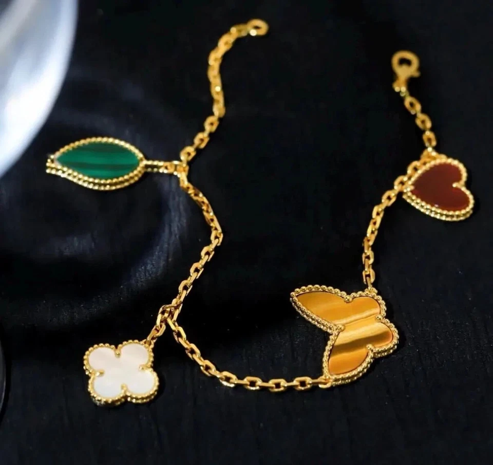 Pulseira Berloques Prata Esterlina 925, Banhada a Ouro, Pulseira da Moda, Presente de Férias - Imagem 3 de 4