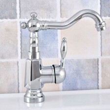 Chrome Square Bathroom Kitchen Bar Vessel Sink Swivel Faucet Mixer Tap ssf644