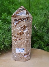 514g Chocolate Calcite Polished Octagonal Tower From Pakistan Crystal 13.5cm