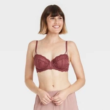 Auden Women's Unlined Balconette Bra - Color Rubine -  Size 34D 38D