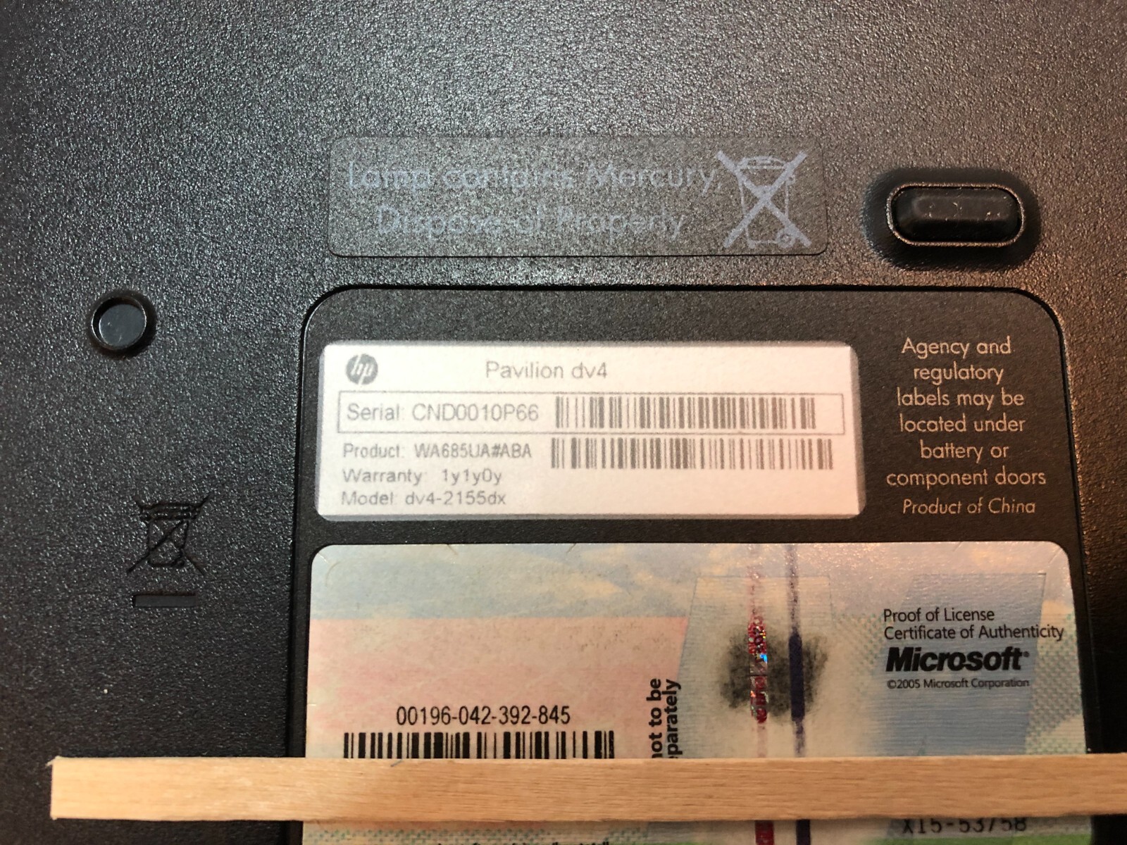 HP Pavilion DV4 dv4-2155dx 14.1" Intel i3 4GB No HDD FOR PARTS/REPAIR - Picture 11 of 15