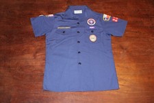 Boy Scouts of America BSA Youth Shirt Blue Large Sewn Patches Short Sleeve