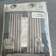 Image of Catherine Lansfield Damask Metallic Pinsonic Foil 46x72 Inch Eyelet Curtains