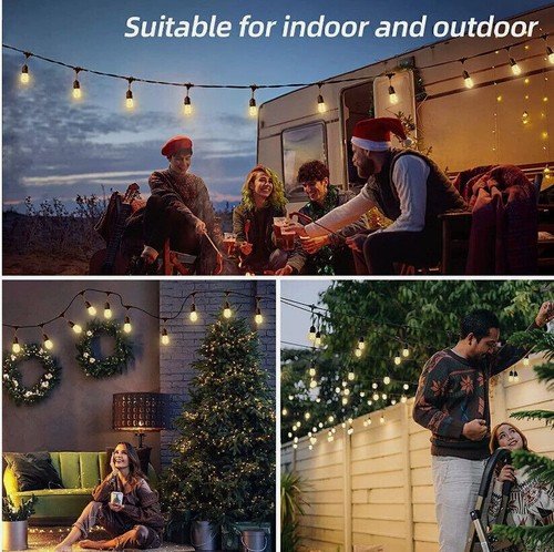 15m Outdoor Festoon Lighting Heavy Duty LED E27 Bulbs Garden String Lights Mains - Picture 14 of 22