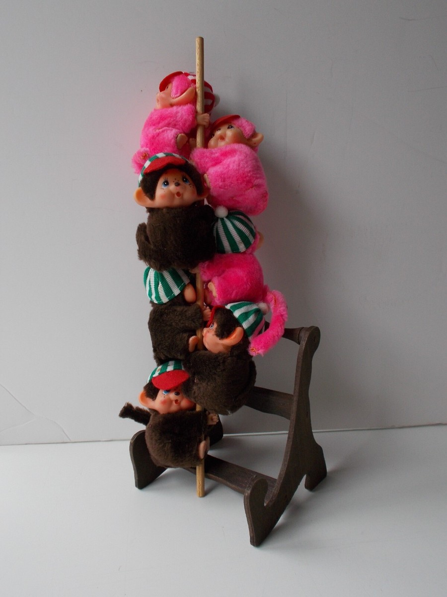 7 x Vintage Monchichi Hugger Monkey Mini Baby Toy Clip-On