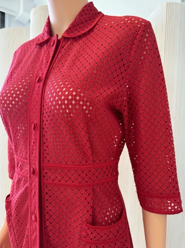 Vestido La Perla Bata Playa Cubierta y Bolsa Antipolvo Rojo Pequeño Mini Encaje Camisa Vestido 4 S Foto 2 de 4