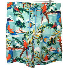 George Men's Swim Trunks Large Mesh Lined Water Sports Multicolored Birds