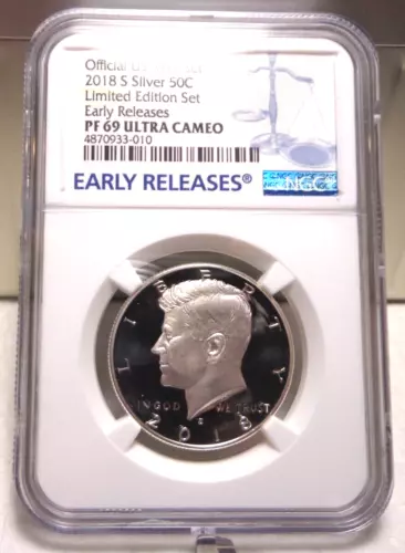 2018 S SILVER Proof Kennedy Half Dollar NGC PF 69 ULTRA CAMEO EARLY RELEASES