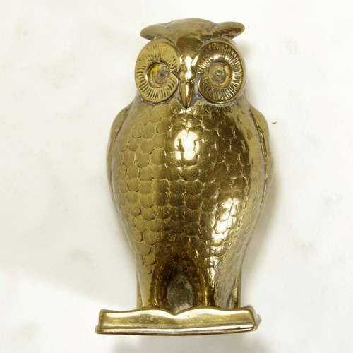 Owl Figure on Book c1900 7cm H Nice detailed casting Brass Rare See Photos - 第 13/14 張圖片