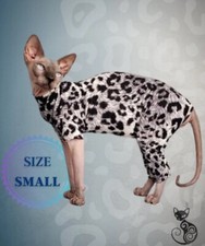 Snow Leopard Print Jumpsuit for Cats - SMALL, Overalls with Short Front Sleeves