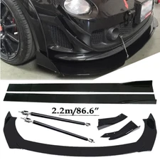 Front Bumper Lip Spoiler Splitter Glossy Black Extension For Fiat 500
