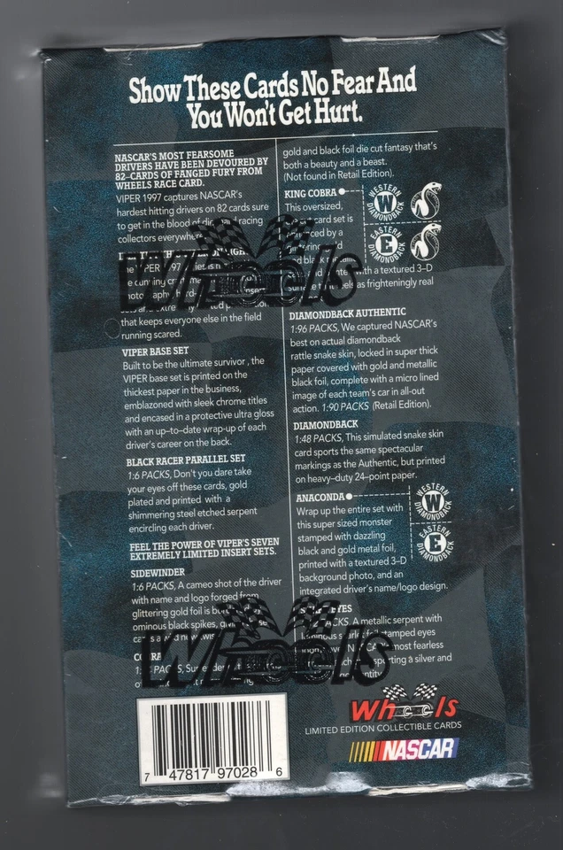 WAX BOX 1997 Wheels VIPER Unopened 24 Pack Earnhardt Gordon Inserts Diamondback - Image 2 of 4