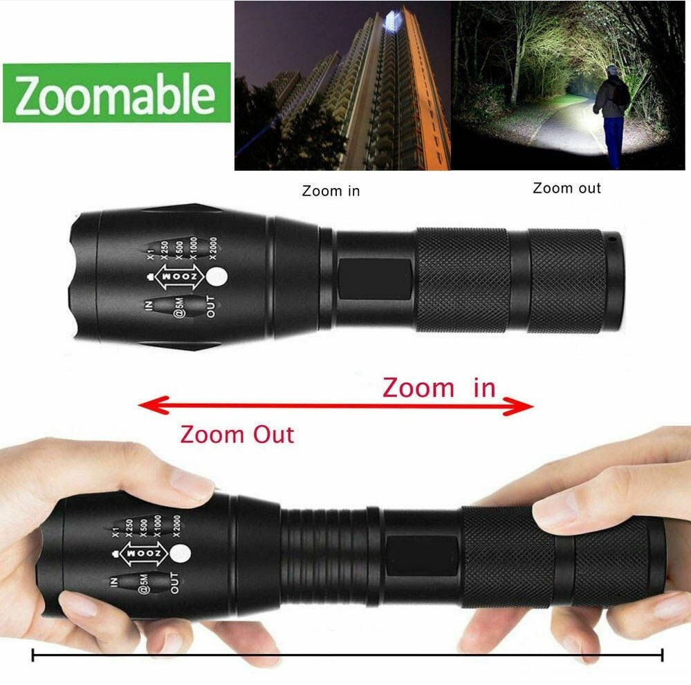 Police 1200000LM T6 LED Super Bright Zoom Flashlight Powerful Camping Lamp Torch - Picture 5 of 10