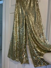 GOLD SEQUIN WIDE LEG TROUSER NWT