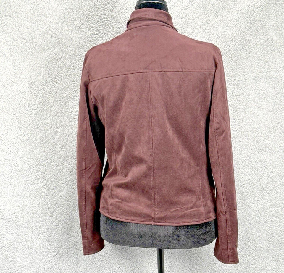 Kut From Kloth Moto Jacket Womens L Brown Vegan Suede Lined Asymmetric Zip Moto - Image 2 of 4