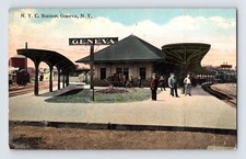 Postcard New York Geneva NY Central Railroad Train Station Depot 1910s Posted