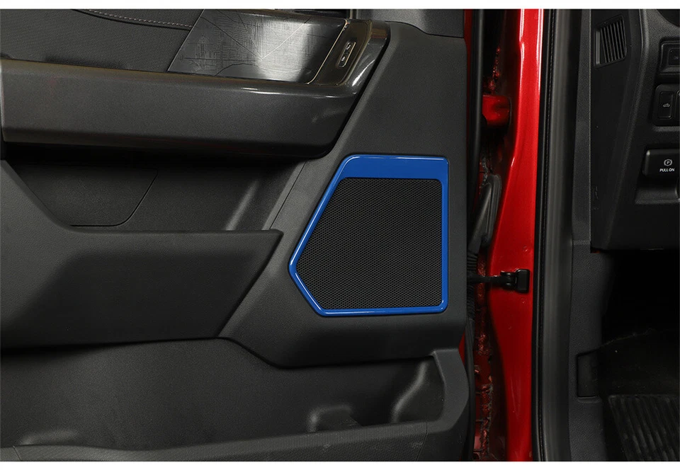 4x Cubierta de anillo de altavoz interior ABS azul para Ford F150 2021-2023 accesorios de coche Foto 4 de 4