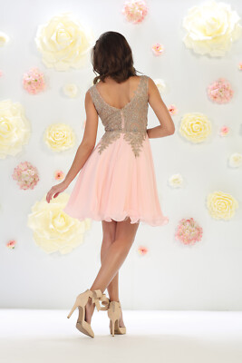 pink and gold dress short Short Rose Gold Homecoming Dress with Butterflies Rose Gold / Small