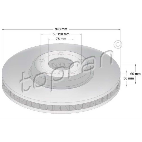 Topran Bremsscheibe Vorne Ø348 BelüFtet FüR BMW 5Er Touring F11 F10-image
