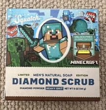 Dr Squatch X MINECRAFT Diamond Scrub HEAVY GRIT Natural  Bar Soap For Men  5 oz.