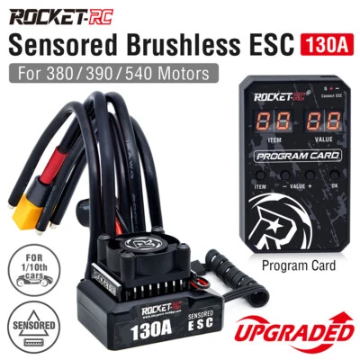 ROCKET-RC Brushless ESC 130A Sensore Velocità Regolatore Scheda Programma per 1/10 Auto