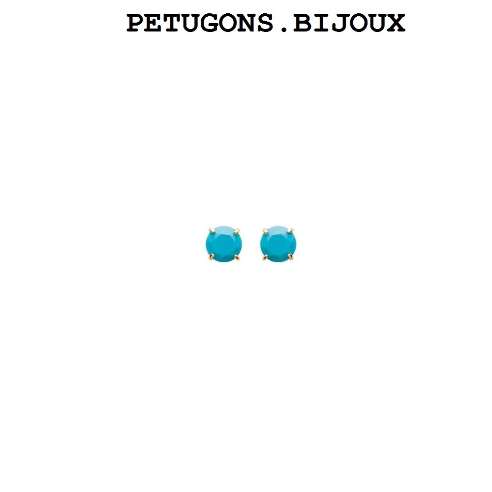 Boucles d'oreilles puces perle bleue 5mm or 18 carats au quotidien chic