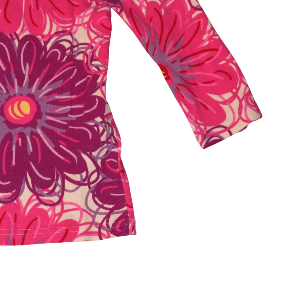 Top informal tejido en esquina para mujer M rosa púrpura artístico audaz floral 100 % algodón boho Foto 4 de 4