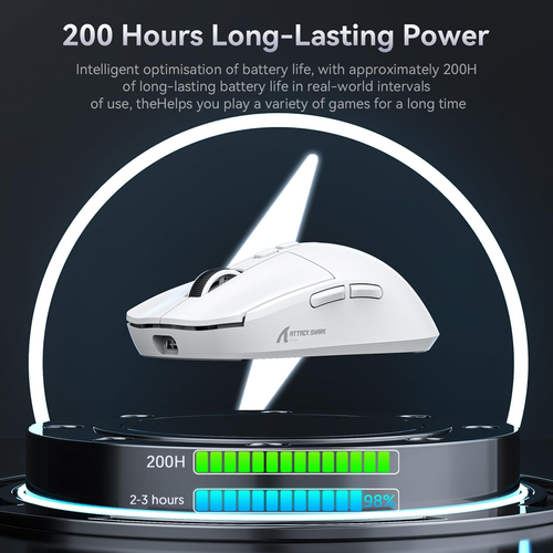 ATTACK SHARK X6 Tri-Modes Gaming Mouse With Charging Dock PAW3395 49g Superlight - Picture 7 of 11