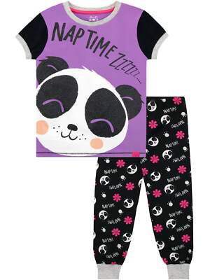 Happy Panda Schlafanzug Kinder Mädchen 6 7 8 9 10 11 12 13 Jahre Schlafanzug T-Shirt Hose