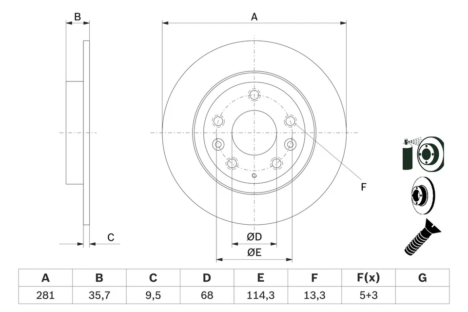 2x BRAKE DISC 0 986 479 E55 FOR MAZDA S5Y5/S5Y9/S5Y7/S5Y2 1.5L PEX0/PEXB 2.0L - Image 2 of 4