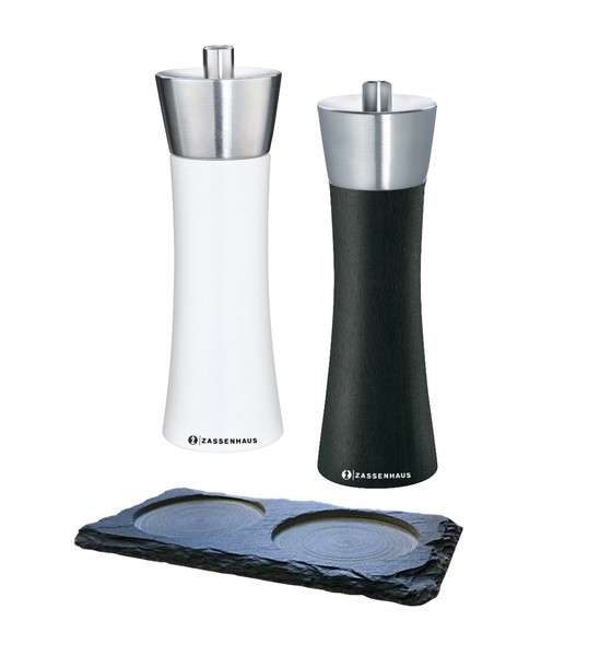Set PfeffermüHle Schwarz & SalzmüHle Weiß Zassenhaus Augsburg 18Cm & Untersetzer-image