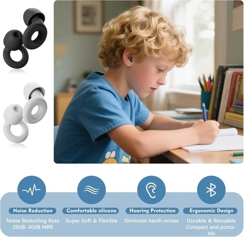 可重复使用硅胶耳塞降噪耳塞保护学习睡眠游泳 — 第 2/4 张图片