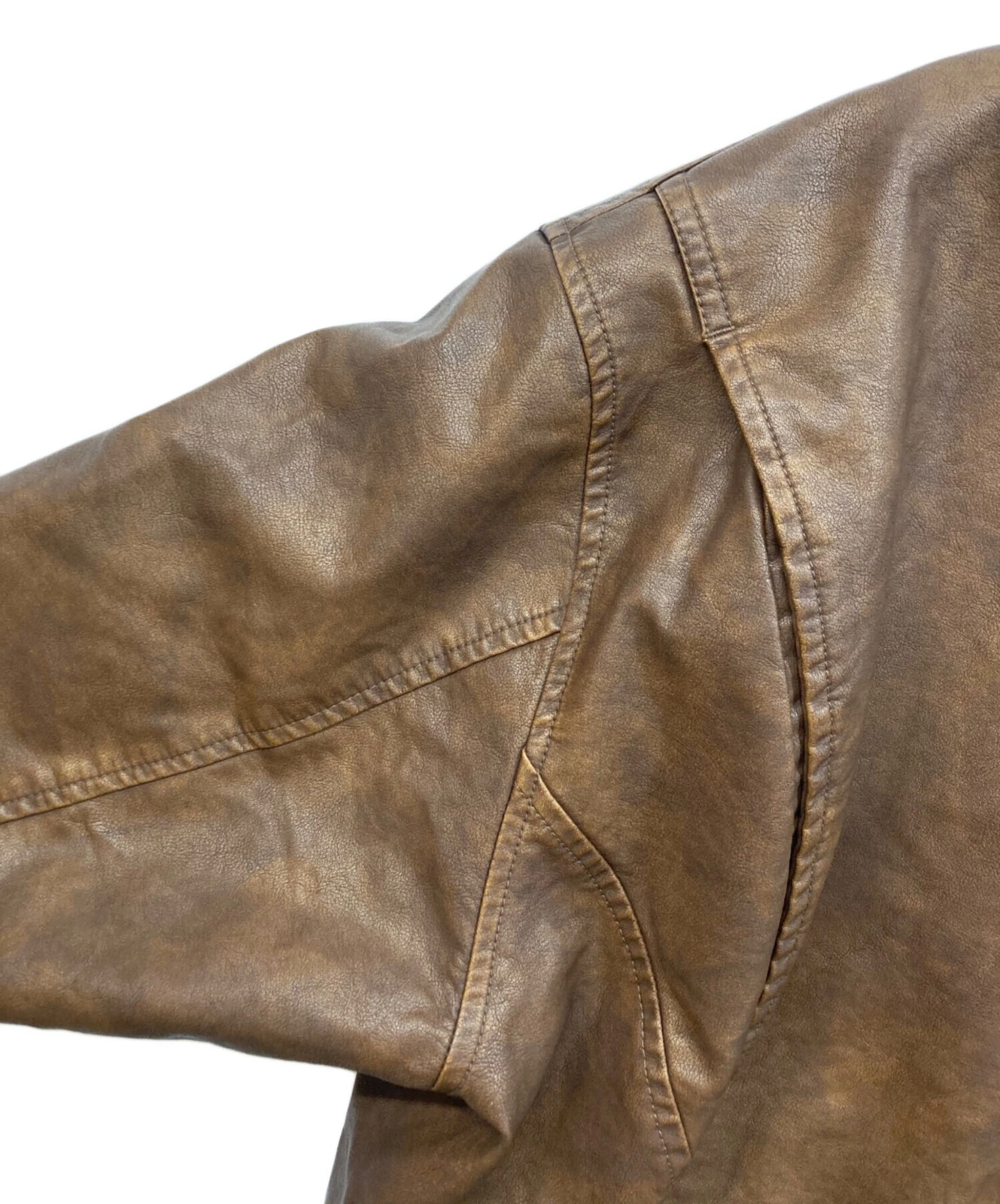 Nautica x FREAK'S STORE Faded Vegan Leather Blouson Jacket Men's Size 1 Brown image 8
