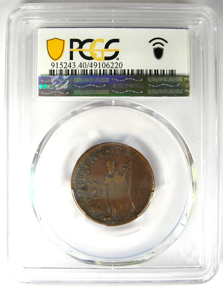 1670 New Jersey St Patrick Farthing Colonial Coin 1/4P - PCGS XF40 - $3500 Value - Image 3 of 4