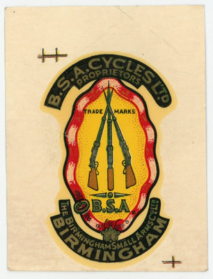 1950s-60s B.S.A. Cycles Early Water Decal #7R