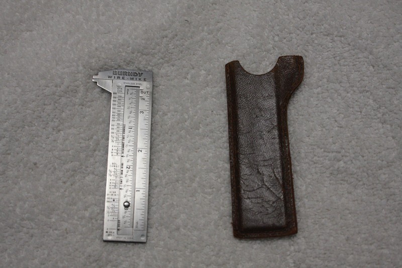 Vintage Burndy Wire-Mike Gauge Micrometer Steel Pocket Caliper Leather