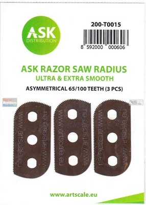 ASKT0015 ASK/Art Scale - Razor Saw Radius Ultra & Extra Smooth 100/65 Teeth 3pcs