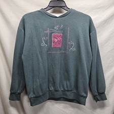 Vintage Top Stitch By Morning Sun Womens Size Medium Cardinal Dark Green Sweater