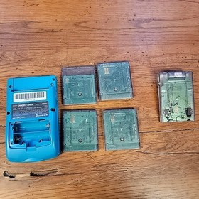 Nintendo Game Boy Color Teal Game Lot Donkey Kong Country Tony Hawk 3 Rugrats +