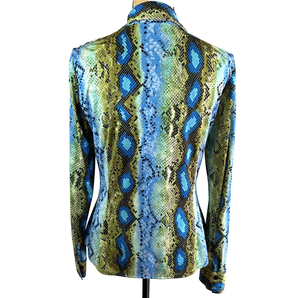 Etcetera Women's Snakeskin Print Long Sleeve Button Up Shirt Blouse Top Sz 6 - Image 4 of 4